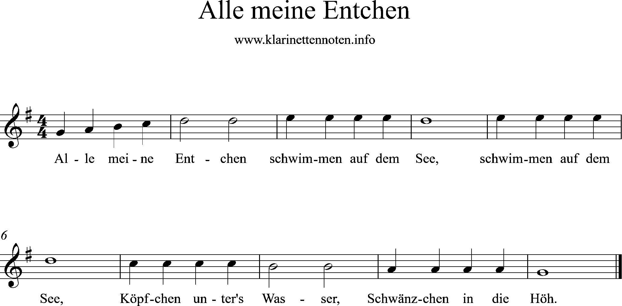 saxofon noten - Alle meine Entchen